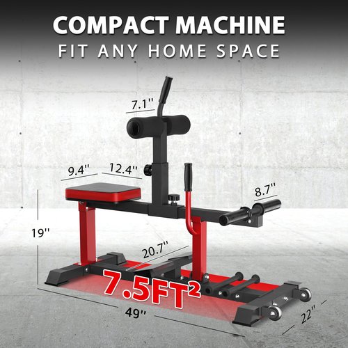 GMWD Calf Raise Machine, 550LBS Seated Leg Strength Training Mahine with Transport Wheels and Band Pegs, Lower Body Specialty Machine (Calf Only) Red & Black (T6-091)