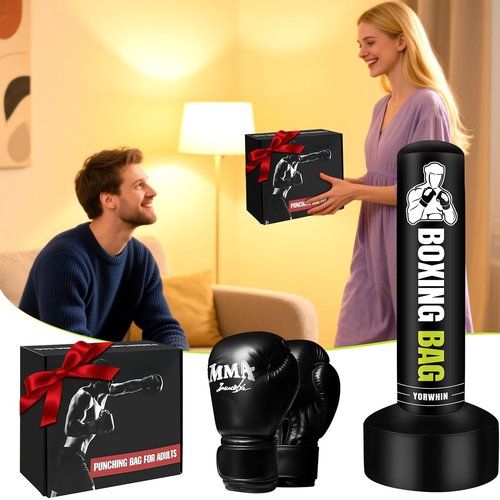 Heavy Freestanding Punching Bag for Adults, 70'' Standing Punching Bag with Boxing Gloves, Boxing Training Equipment Kickboxing Bags for Training MMA Muay Thai Fitness Home Gym