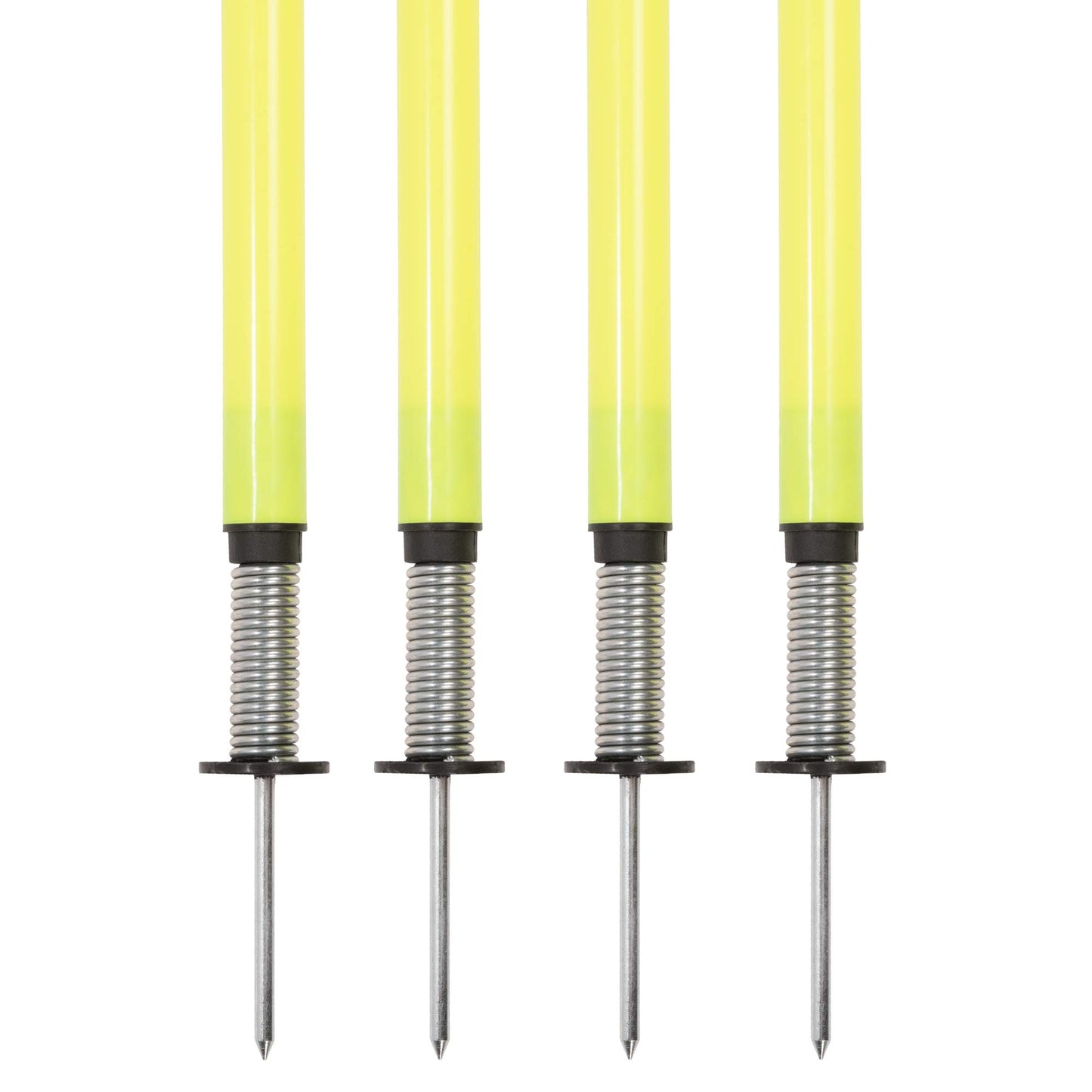 Champion Sports Outdoor Sports Agility Pole Set, 4 Rubber Bases with 12 PVC Poles, 66 Inches, Yellow