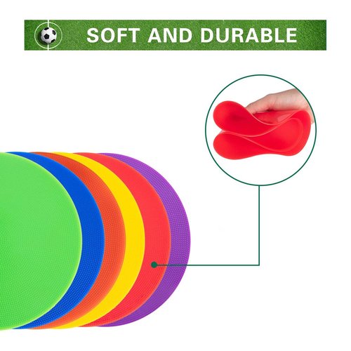 Vhxorrz 9.1" Poly Vinyl spot Marker 12 Pack, Non-Slip Rubber Agility Markers Flat Field Cones Floor Dots for Football Basketball Speed Training Markers Dance Practice Drills with Flat Cones Points