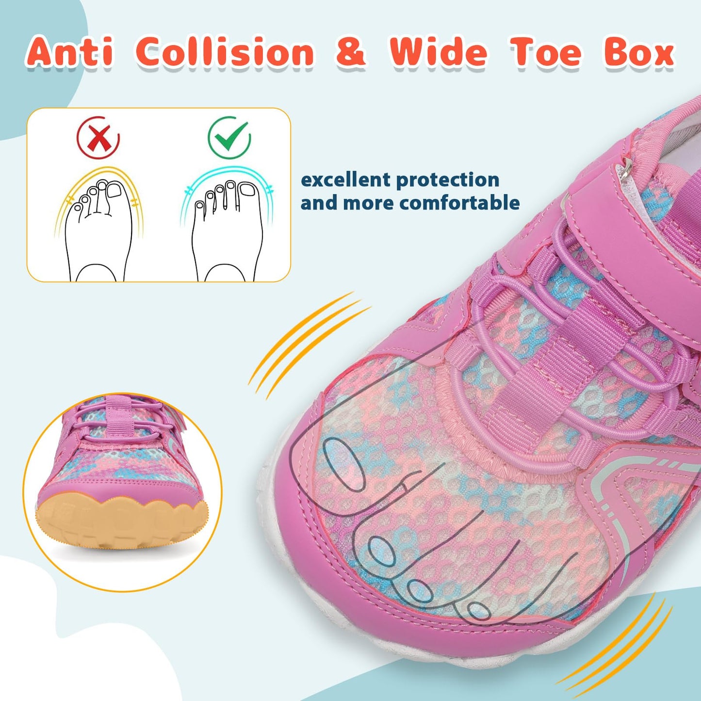 LeIsfIt Kids Sandals Boys Girls Wide Sandals Non-slip Toddler Water Sandal Shoes Lightweight Barefoot Summer Shoes for Beach Swim Hiking, Purple, 13 Little Kid