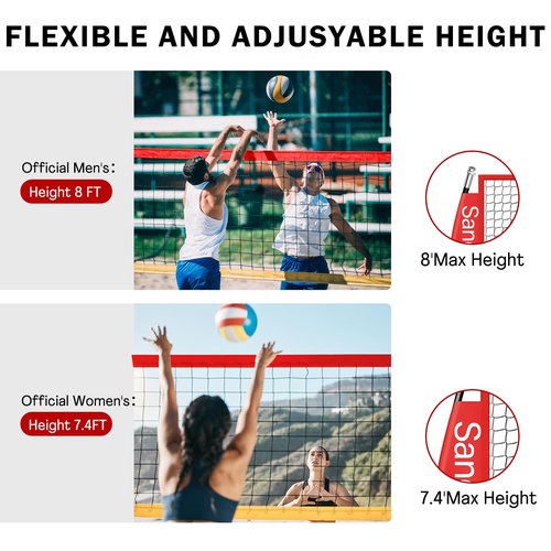 Volleyball Net Outdoor for Backyard 12FT Professional Volleyball Nets Set with Height Adjustable, Portable Freestanding Practice Net with Carrying Bag for Beach, Indoor or Outdoor