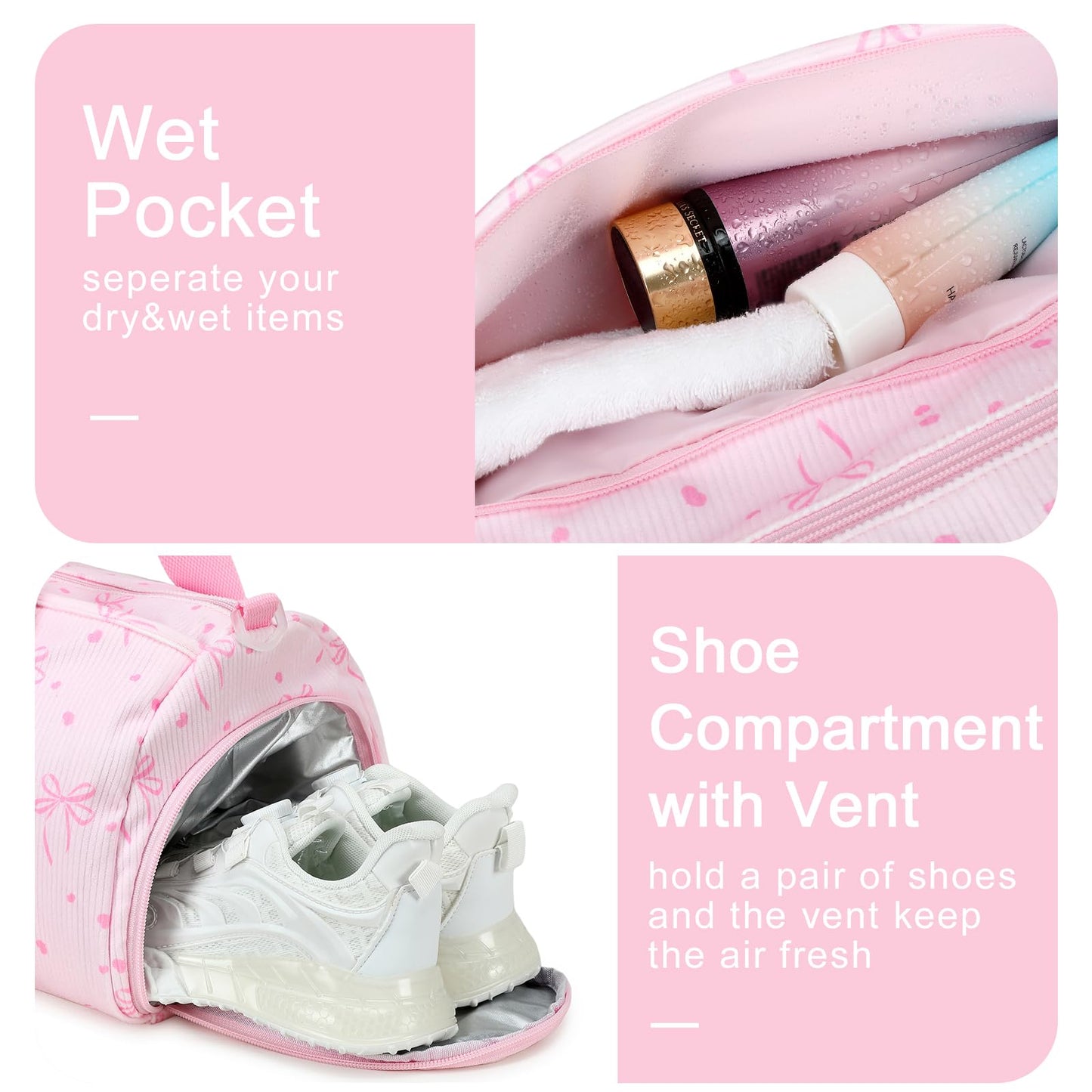 BLUBOON Duffle Bag Girls Kids Cute Gym Bag with Shoes Compartment & Wet Separation Waterproof Sports Overnight Travel Bag