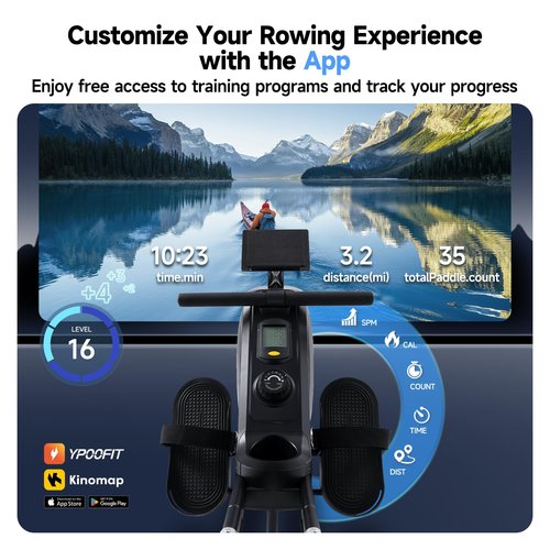Rowing Machine for Home, 350 LB Capacity, 16-Level Silent Resistance, Magnetic Rowing Machines for Home Foldable, Full-Body Workout Compact Rowing Machine for Cardio & Strength with APP Support