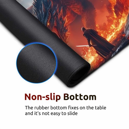 MTG DND Play Mat Game Mat - 3MM Thick High-Density Non-Slip Surface, Stitched Reinforced Edges for Magic playmats, DND Tabletop RPG, TCG Card Games (Dragon 7)
