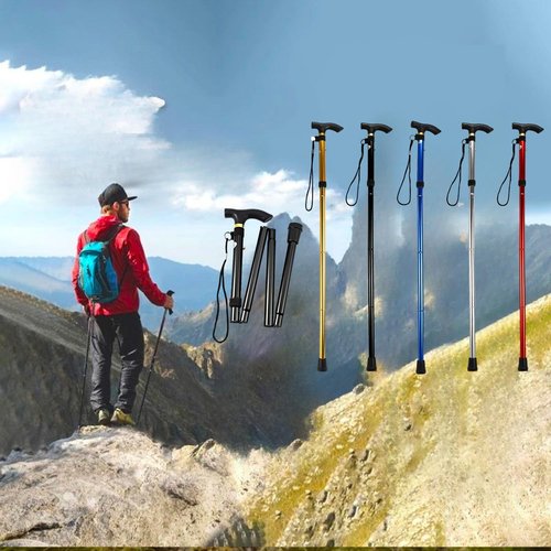 Folding Lightweight Walking Sticks, Adjustable Trekking Poles with Rubber Tips for Outdoor Camping hikes