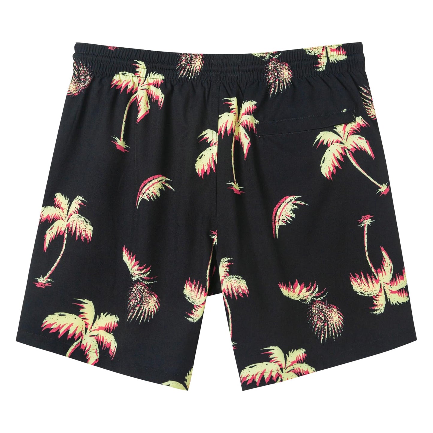 SURF CUZ Mens Swim Trunks with Compression Liner Quick Dry Swim Shorts 7" Swimming Trunks Stretch Bathing Suit 7 Inch,Neon Palms,S