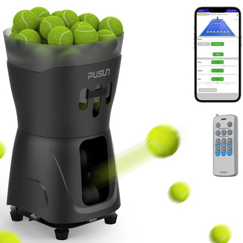 PUSUN PT MINI PRO Tennis Ball Machine Portable Lightweight Rechargeable Battery Automatic Oscillation Spin Control Remote/APP Suitable for Beginners