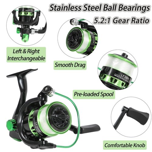 Tripquips Telescopic Fishing Rods Set, 6.9ft Composite Blank Fishing Pole, Portable Spinning Rod and Reel Combo with Accessories Carrier Bag Fishing Rod and Reel Combos Fishing Gear(2 Packs Combo)