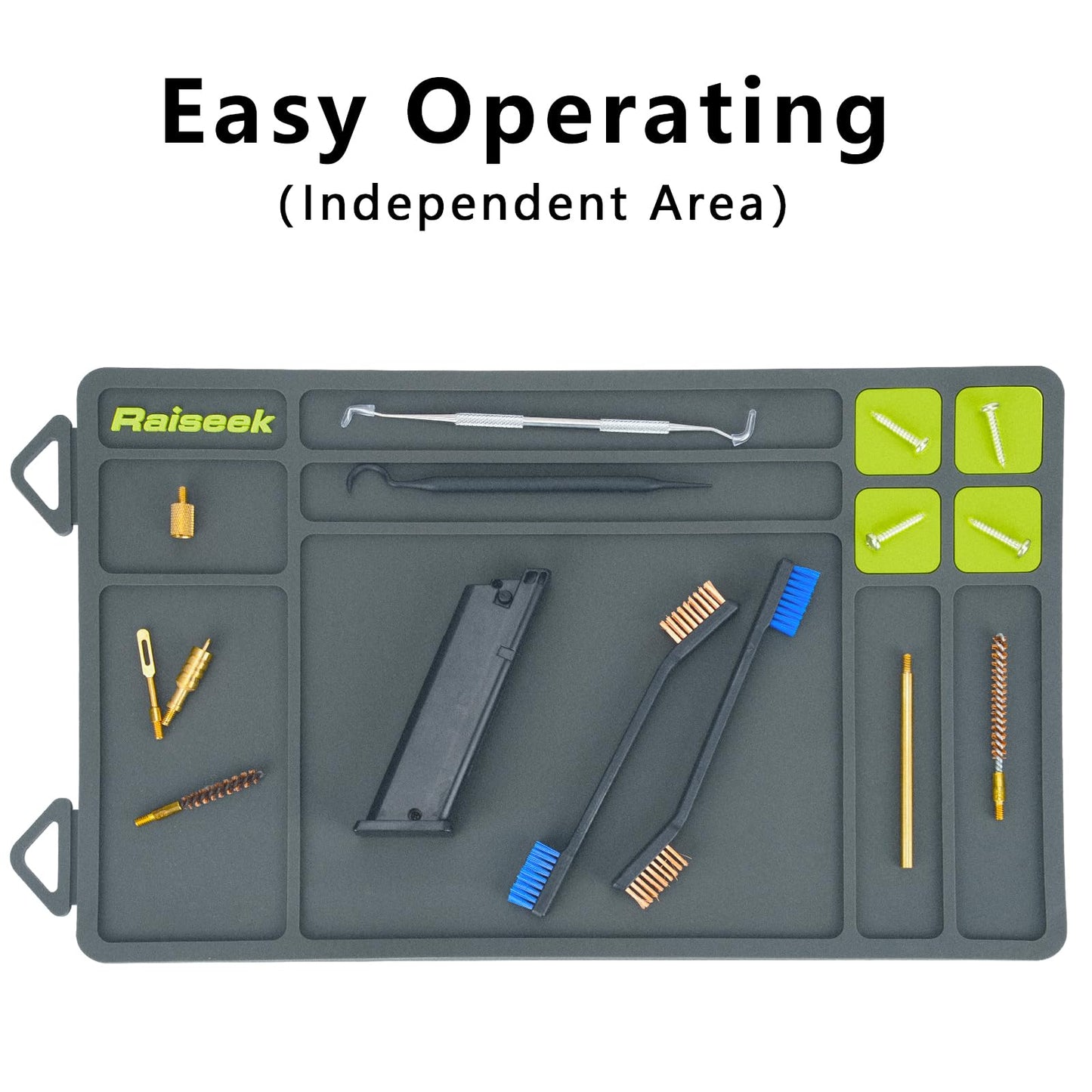 Raiseek Pistol Gun Cleaning Mat, Magnetic Gun Maintenance Mat,Anti-Slip Rubberized Pistol Gun Mat with Organizer Parts Tray,Protective Workbench Mat 15.9" x 9.8"