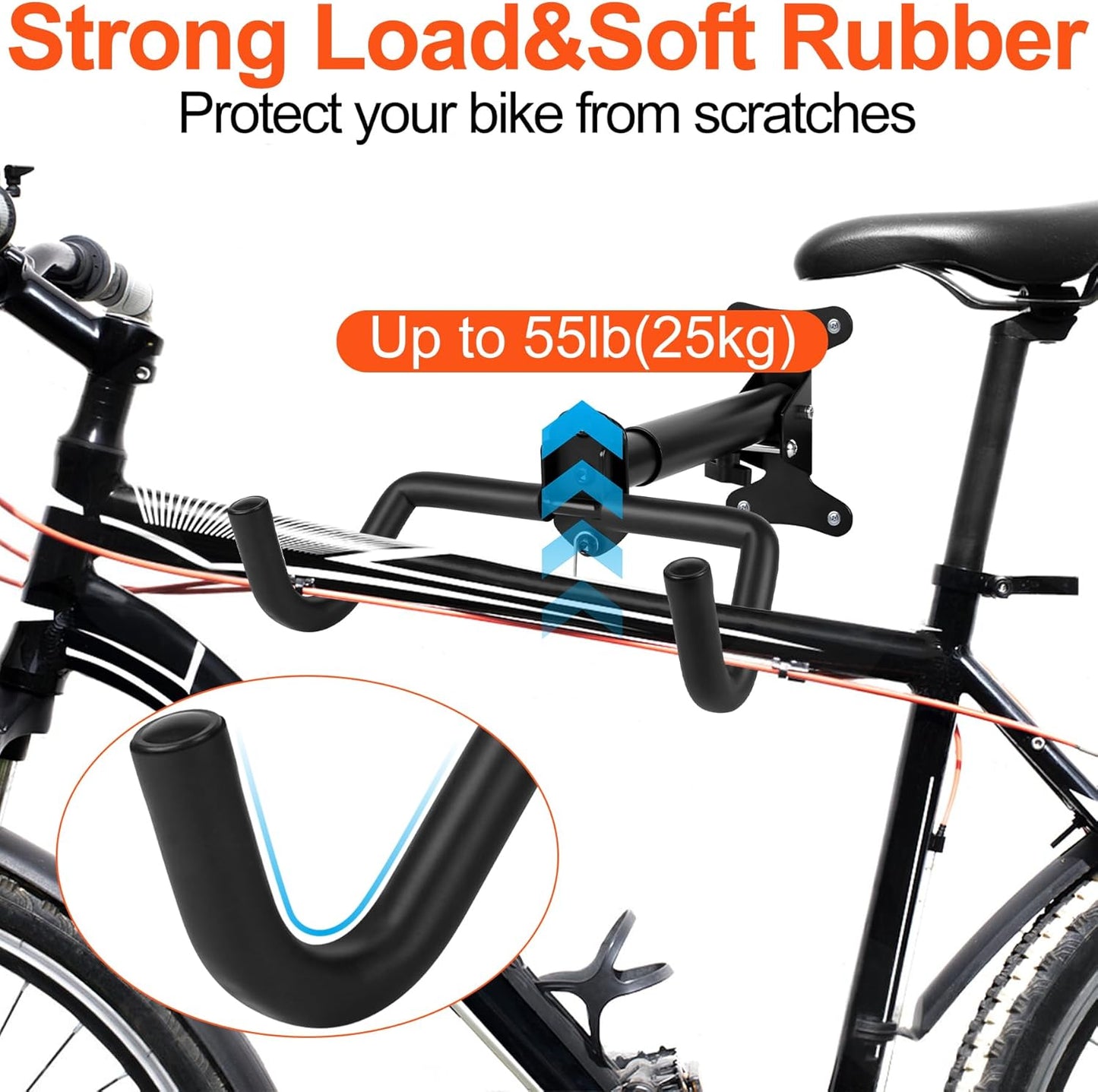 2 Set Bicycle Expandable Wall Hanger - Horizontal Bicycle Indoor Storage Rack | Bicycle Wall Mount Rack Hooks - Bike Hook for Road, Mountain or Hybrid Bikes(Stretchable, 2Set)