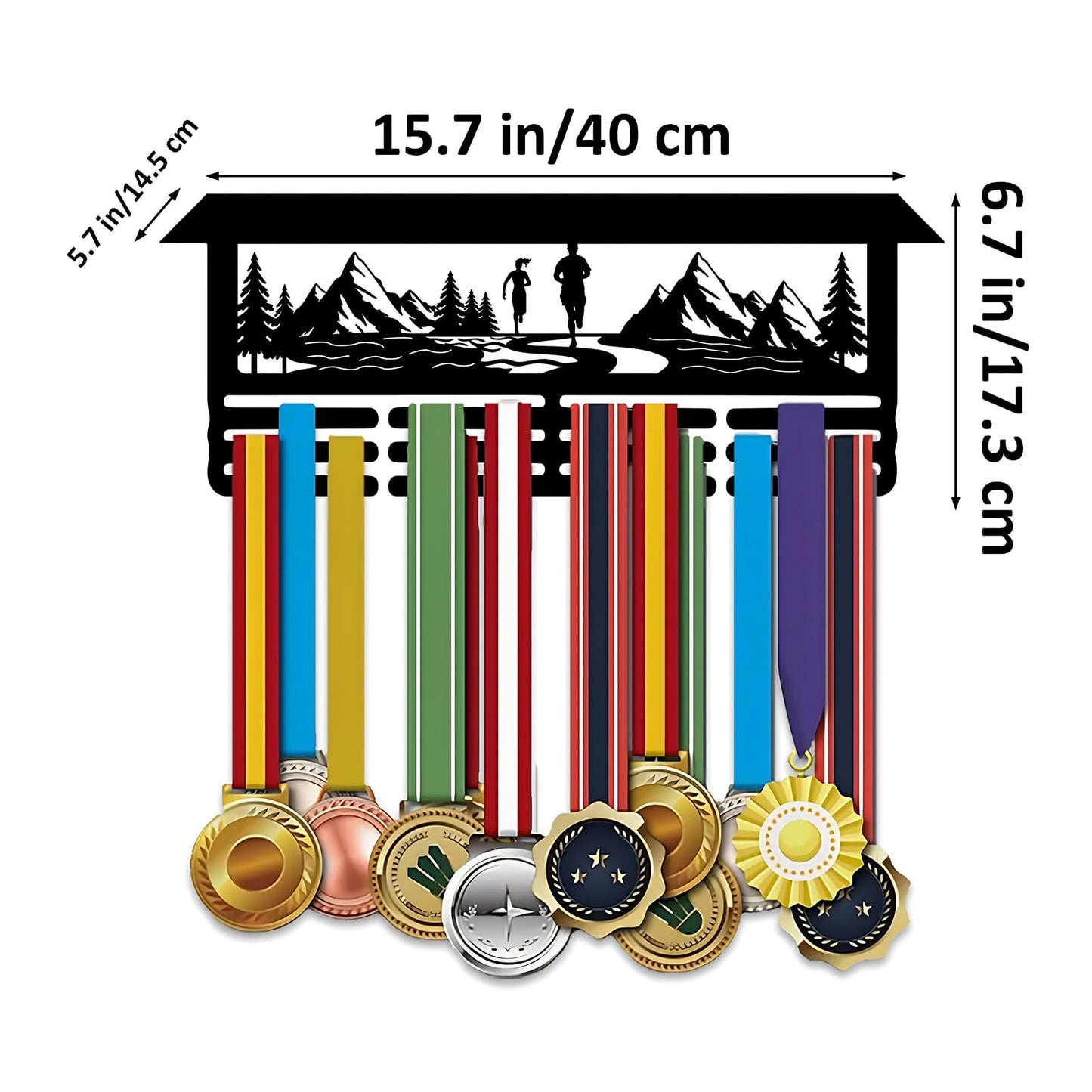 Resama Running Medal Hanger Display and Trophy Shelf for Awards Ribbons Medal Sports Themed Race Ribbon Holder for Wall-Medal Hanger Display Award Rack-Metal Hanger Display for Boy Girl Kid