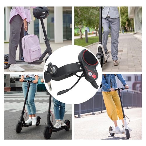 Wokyo TF-100 6 Pin LCD Display for Electric Scooter Dashboard, 36-60V Speed Adjustable Scooter Speedometer with Key, Waterproof Thumb Throttle Replacement