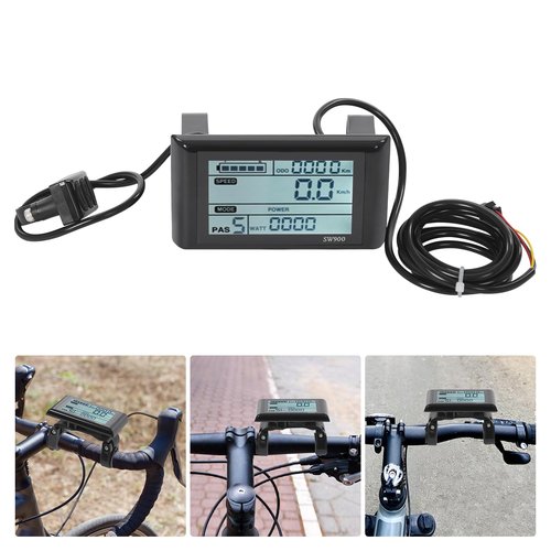 Electric Bike LCD Display,36V 48V 52V 60V 72V SW900 E Bike Display Meter Control Panel Waterproof Connector Kit for Electric Bicycle Scooter Modification
