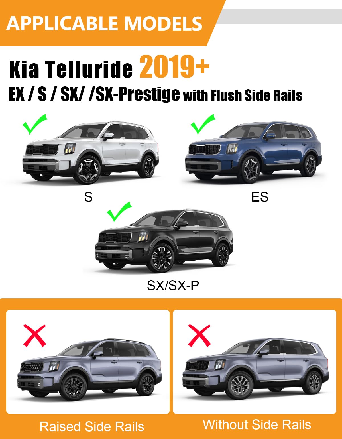 KINGGERI 330lbs Roof Rack Cross Bars Fit for Kia Telluride 2019 2020 2021 2022 2023 2024 2025 2026 EX S SX SX-Prestige, Lockable Heavy Duty Aluminum Roof Rails Crossbars (Not for LX, X-Line or X-Pro)
