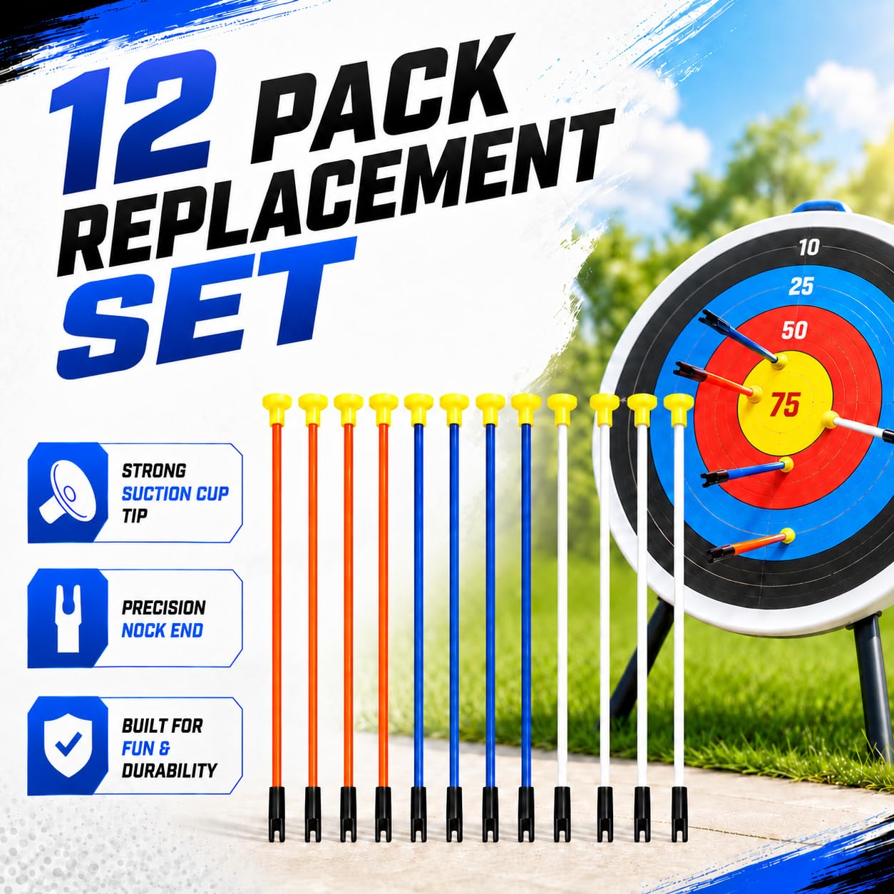 Liberty Imports 12 Pack Replacement Arrows for Kids Archery Set - 16" Long Extra Arrows, Compatible with Most Brand Archery Sets