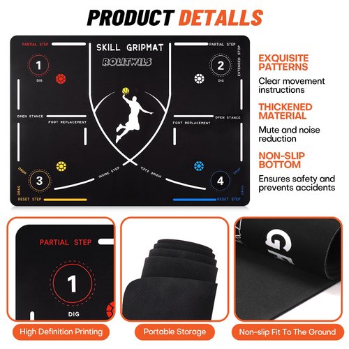 Basketball Training Mat - Portable Footwork & Agility Mat for Basketball Drills with Carrying Strap, Non-Slip Basketball Pads for Training, Indoor & Outdoor Use