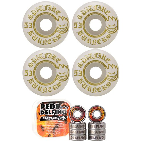 Spitfire Skateboard Wheels 53mm Burners with Bronson Pro G3 Bearings