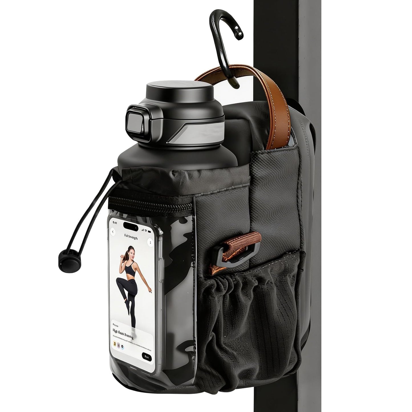 Nodfens Magnetic Gym Bag for Men and Women, Upgraded Small Gym Bag with Hook and Clear Design Phone, Magnetic Water Bottle Holder with Adjustable Strap