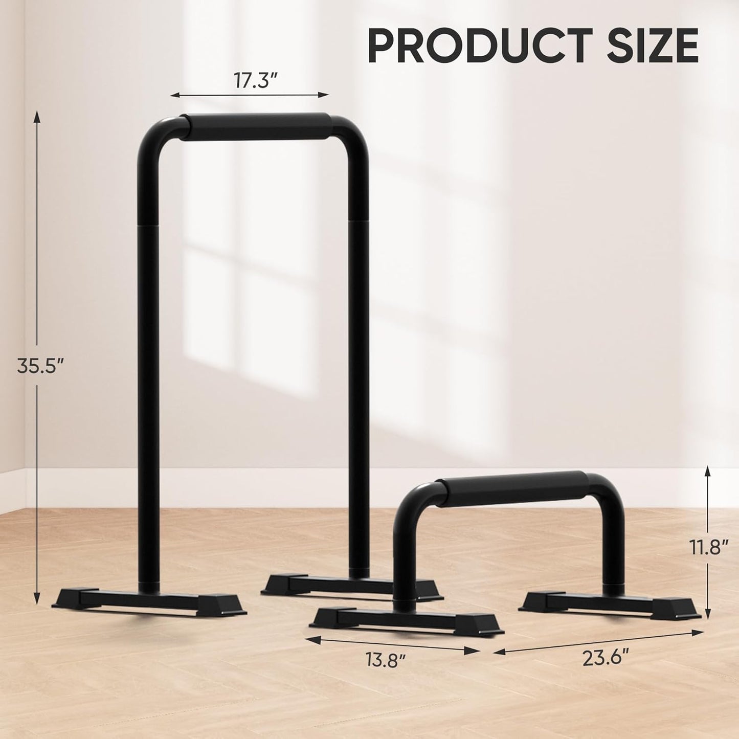 2-in-1 Adjustable Dip Bar Pro Max - Heavy Duty Parallel Bars with Connecting Parts, Extra Tall & Thickened Steel Design for Home Gym, Calisthenics & Strength Training