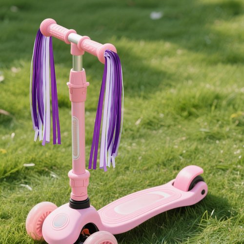 Aysatogc 1 Pair Bike Streamers, Bike Tassels for Kids Handlebar Streamers Child Bikes Accessories Handle Bar Grips Accessories Scooter Bicycle for Girls and Boys(Purple White)