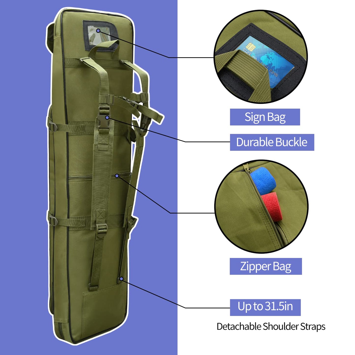 RUBY.Q 32" Bag, Portable Green Case for Storage and Transportation
