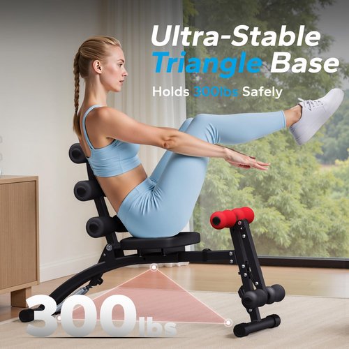 MERACH Ab Machine for Home Gym, Adjustable Ab Trainer Bench for Full Body Workout, Multi-Functional Sit Up Machine for Abdominal, Ab Exercise Chair with 300 LBS Weight Capacity for Women