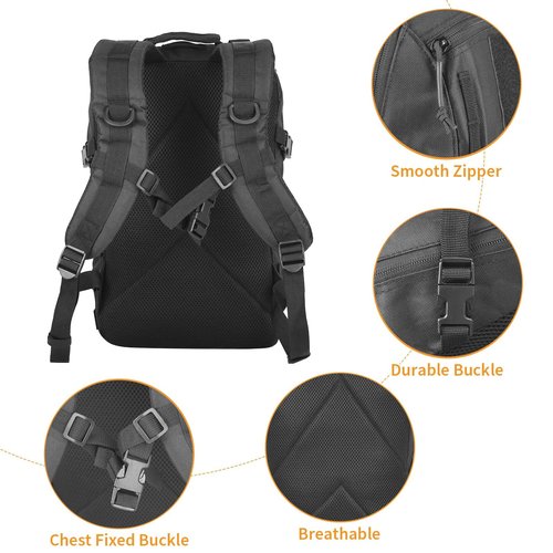 Koisgext Small Tactical Backpack 12L Molle Bag Rucksack Army Daypack Military Daypack for Outdoor,Hiking (Black)