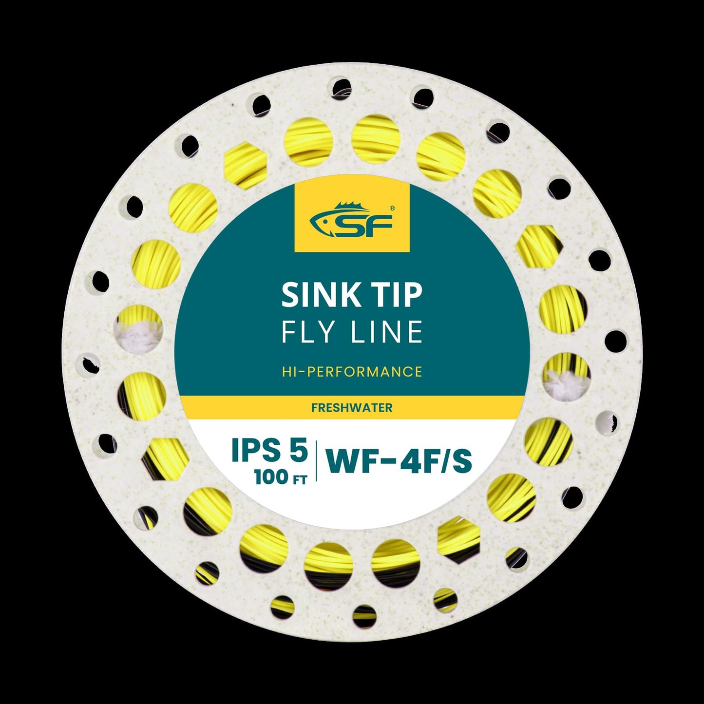SF Hi-Viz Fly Fishing Sinking Tip Weight Forward Taper Floating Fly Line Sinking Line for Freshwater 100FT IPS5 WF6F/S Fluorescent Yellow&Black