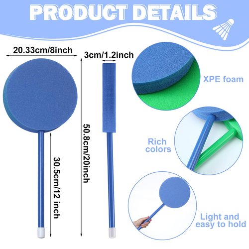 Silipull 6 Pcs Foam Paddles Paddleball Racket Set Equipment for Kids Elementary School Racquetball Badminton Paddles Backyard Beach Park Activities Agility Training 6 Colors,12"