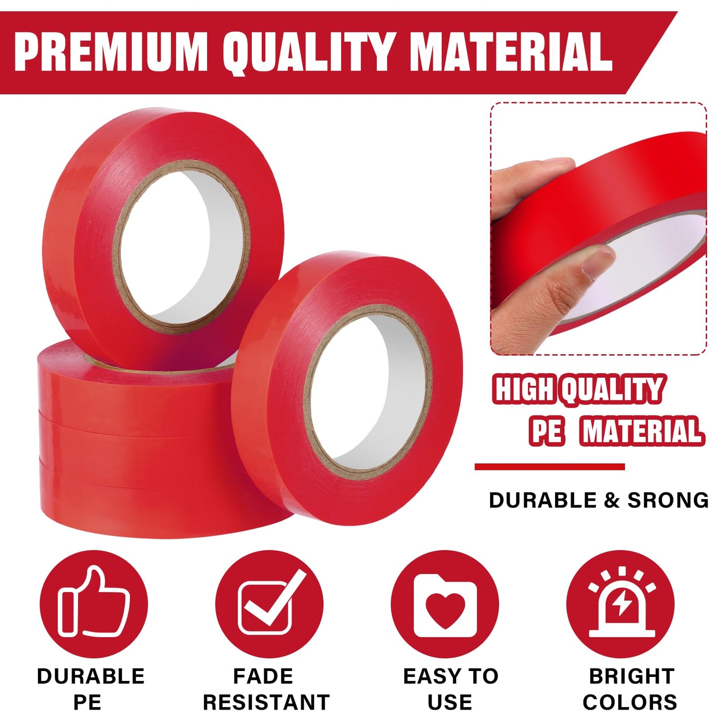 Frienda 5 Rolls 5 Rolls Floor Vinyl Tape 1in/2in Floor Marking Court Tape Outdoor Playing Field Marking for Social Distancing Gym Stadium Classroom Athletics Warehouse (1 Inch X 60 yd,Red)