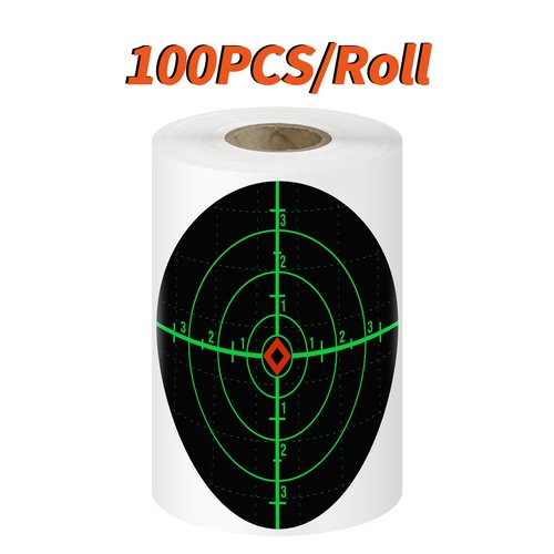 NYEONHRT 100Pcs 6" Targets for Shooting Range Splatter Target Stickers, Self Adhesive Shooting Paper Targets with Color Changing Signal Impact Reactive for The Range Pistol Gun Rifle Archery (Green)