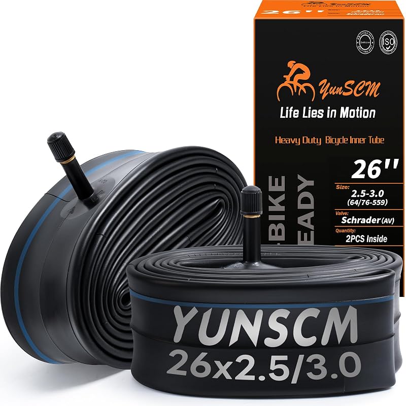 Heavy Duty 26x3.0 Inner Tube for E-Bikes 26x2.5-3.0 AV32 Schrader Valve (2-Pack) - YunSCM