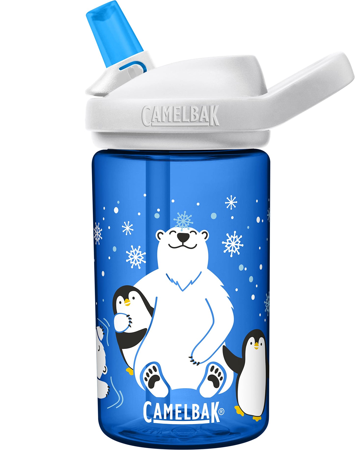 CamelBak Eddy+ Kids Bite Valve Straw Tritan Renew Water Bottle Arctic Friends, 14oz