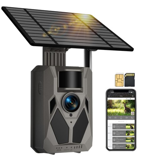 TUIFAC 4G LTE Cellular Trail Camera, 2.5K Outdoor Camera Built-in SIM Card with Motion Activated 0.2s Trigger Time, Solar Pannel Trail Cam, Night Vision, 32GB SD Card Included, IP65 Waterproof