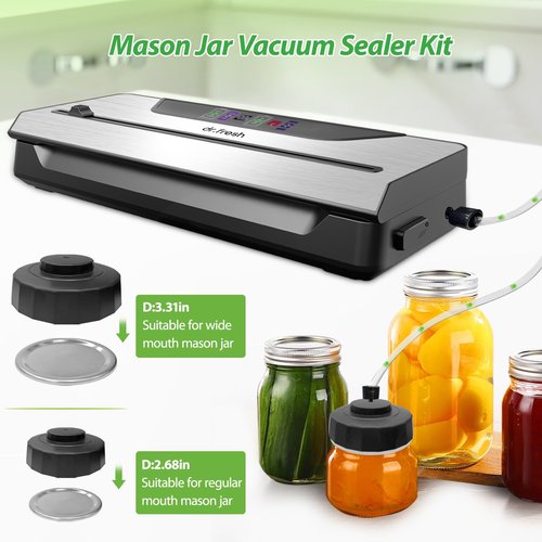 Vacuum Sealer for Food, 10-in-1 Food Vacuum Sealer Machine for Freshness Storage, 90kpa Powerful Food Sealer with External Sliding Blade, Digital Timer, 1 Bag Rolls & 10 Pre-cut Bags, Accessory Hose