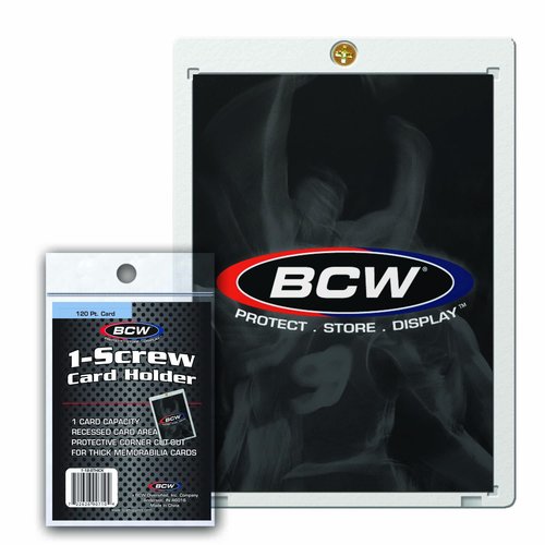 BCW 1 Screw Card Holder - 120 PT. - 5ct | Crystal Clear Polystyrene | Secure Screwdown Design | Ideal for Collectible Card Storage and Display