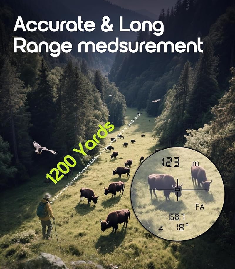 1200-Yard Laser Rangefinder for Golf & Archery — Quick Readings, 6x Magnification