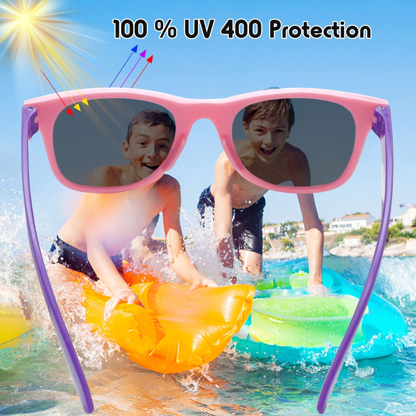 Pibupibu 8 Pack Kids Toddler Sunglasses Bulk,Neon Party Sunglasses for Kids,Beach Pool Birthday Goodie Bag Party Favors for Girls Boys