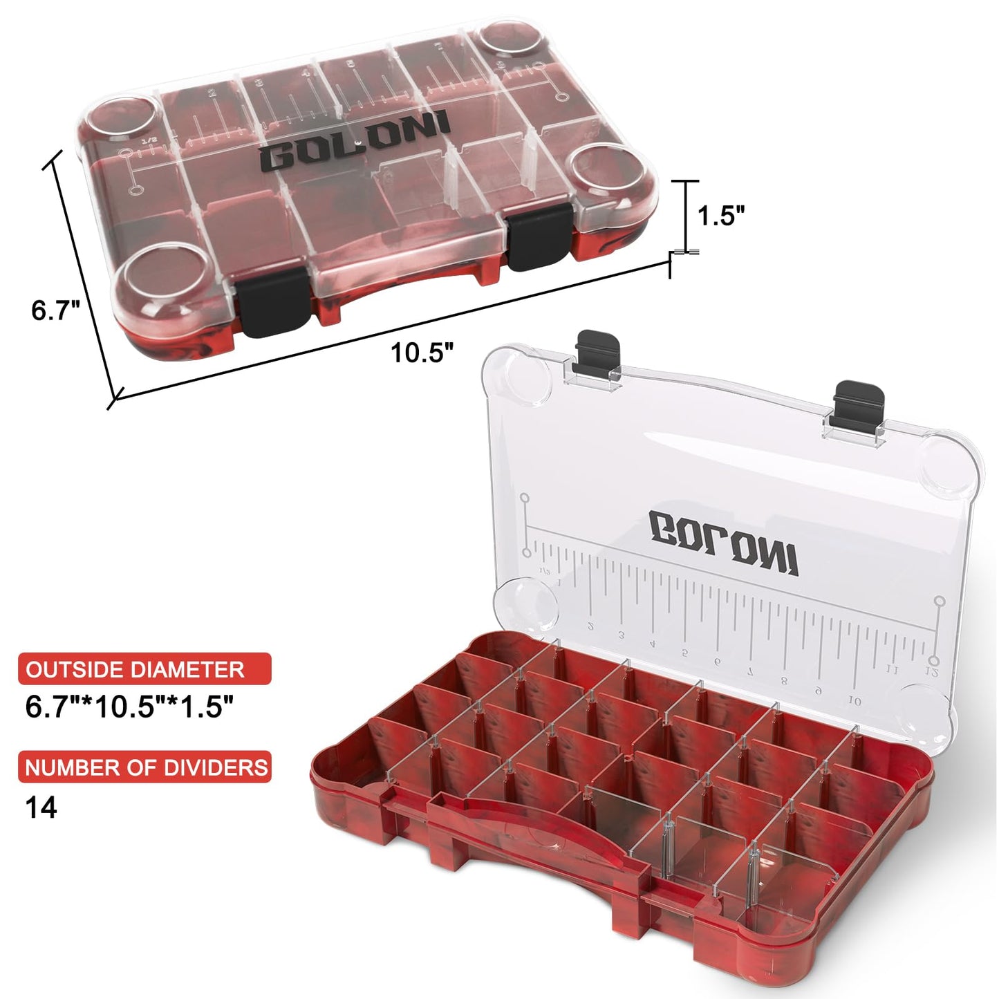 Goloni Fishing Tackle Box,Plastic Clear Fishing Storage Organizer Box With Removable Dividers,3600 Tackle Trays,Storage Lure Box for Lures 4 Pack