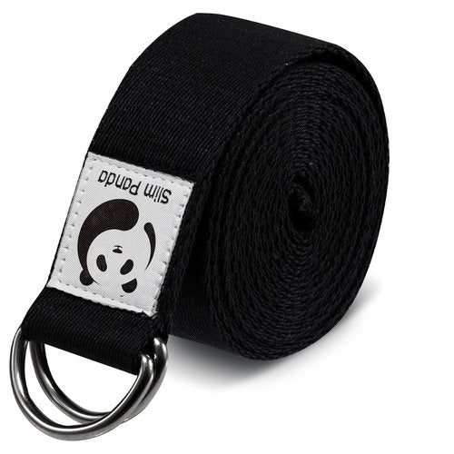 Slim Panda Yoga Strap with Adjustable D-Ring Buckle, Cotton Yoga Belt for Fitness, Pilates, Physical Therapy, Improve Flexibility (10+ Colors, 6 Feet/8 Feet)