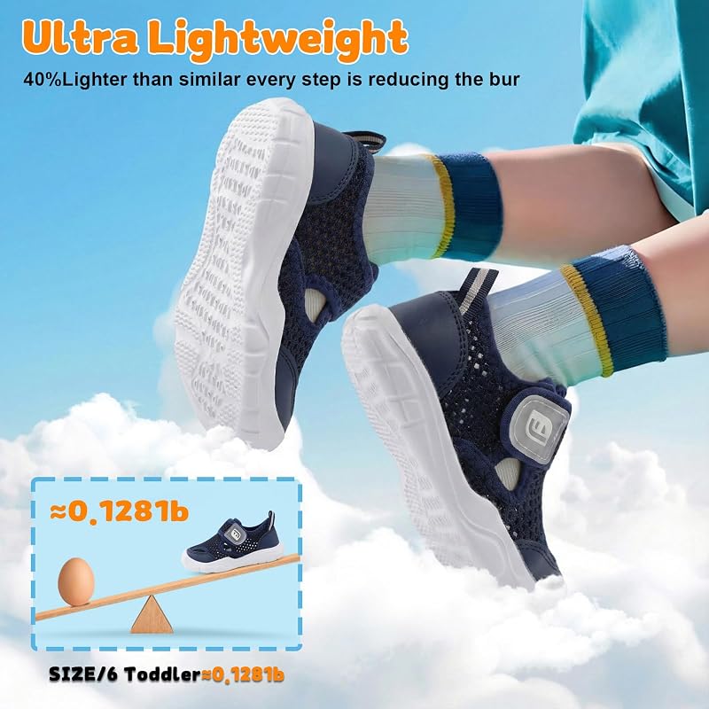 Variation: Navyblue+6 Wide Toddler Water Shoes - Lightweight Quick-Dry Beach Sandals