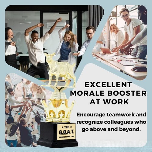 Goat Trophy - G.O.A.T. - Greatest of All Time Funny Trophy Award with Option for Custom Plate - Appreciation Gift for Boss, Coworker, Friend - League Champion Award Winner (Custom Text)