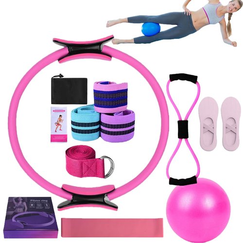 Pilates Essentials Kit for Women, Better Me Pilates Kit, Yoga Essential Sets for Women, Pilates Equipment Kit for Home Workouts, Booty Bands/Figure 8 Resistance/Yoga Bands for Stretching
