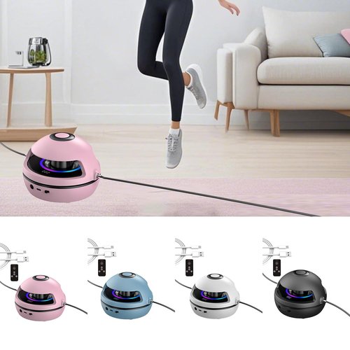 Smart Jump Ropes Machine, Electric Music Jump Rope, 1-10 Speed Levels, Bluetooth Remote Control, Low Noise Smart Jump Ropes, Compact for Exercise Fitness Interaction Game, Parent-Child Interactive (Pink)