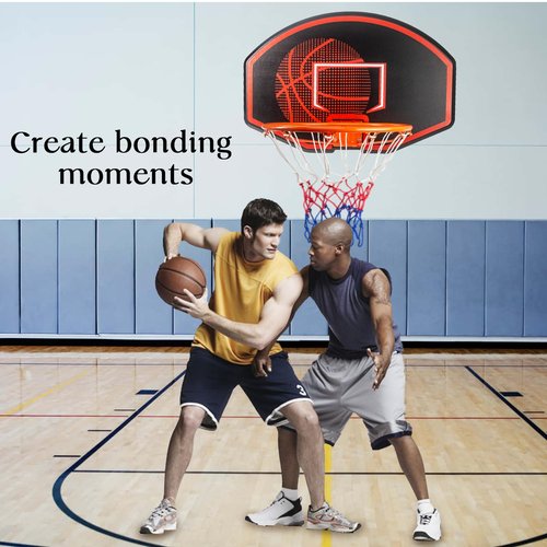 Large Wall Mounted Basketball Hoop, 36"x24" Shatter-Proof Backboard with 18" Rim & Anti-Tear Net, Indoor Outdoor Basketball Hoop for Family Fun with Kids Adults