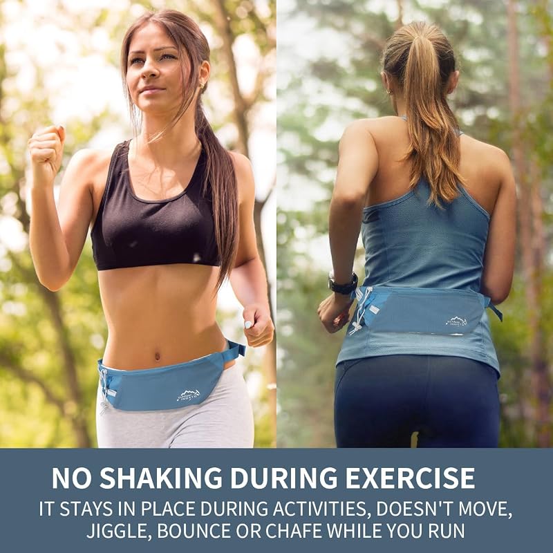 Inoxxo Slim Running Belt Fanny Pack with 300ml Water Bottle – Black (Dack Blue) for Men & Women
