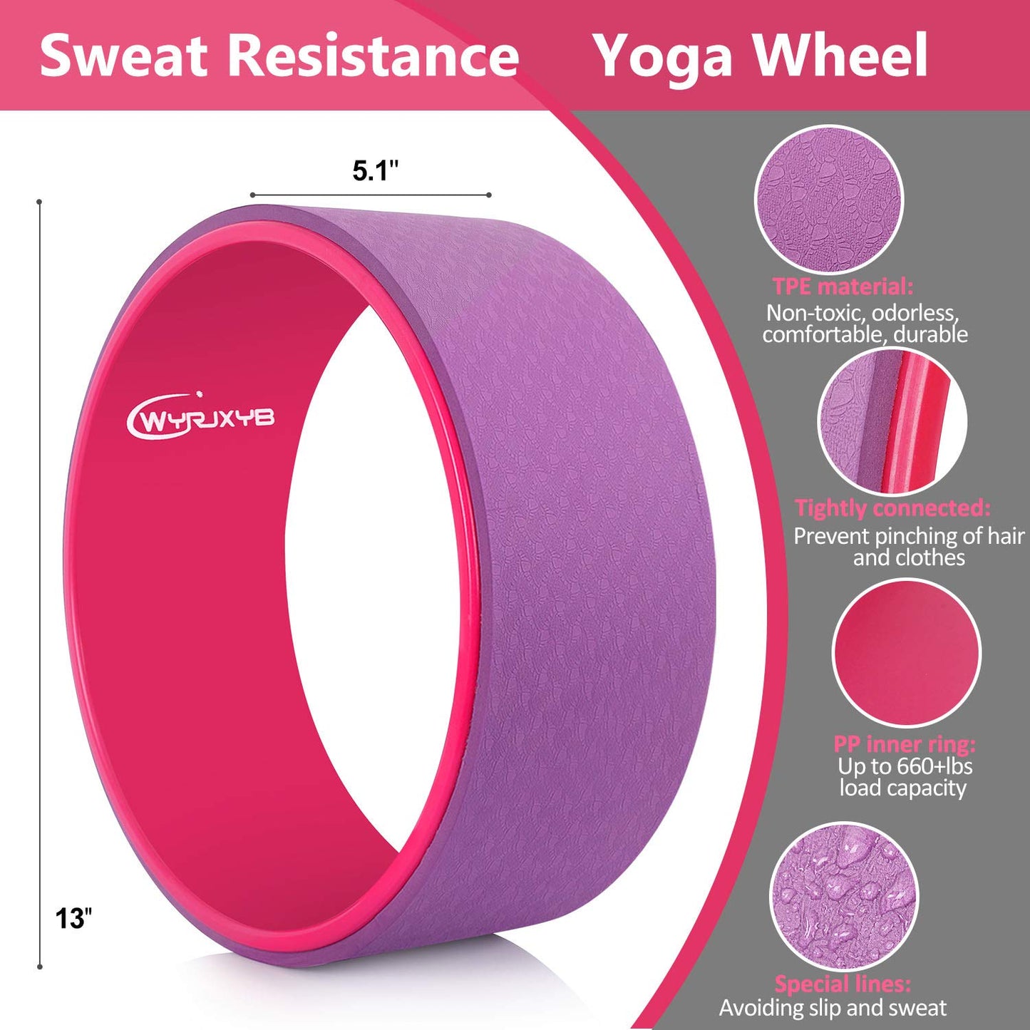 11-in-1 Yoga Wheel Set Back Roller & 2 Blocks with Strap,Resistance Bands,Jump Rope,Carrying Bag,Perfect Yoga Back Wheel Accessory Starter Kit for Beginner, Stretching and Improving Backbends-Purple