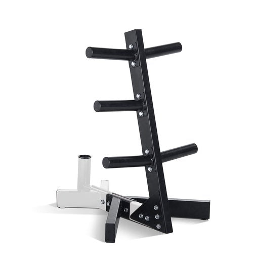 CAP Barbell Olympic Plate Tree Storage Rack for Weights and Bar, White