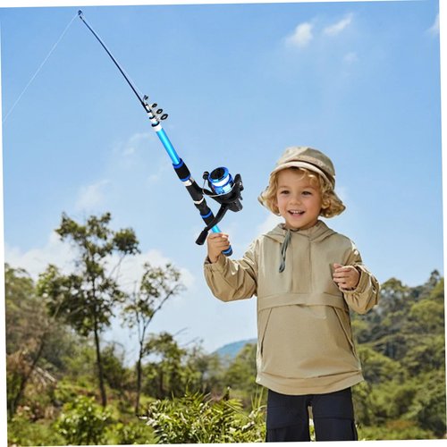 Kids Fishing Gear Set, 5.9ft Portable Telescopic Kids Fishing Pole and Reel Combos and String with Line Full Kits Complete Fish Accessory Set with Carrying Bag for, Boys, Girls